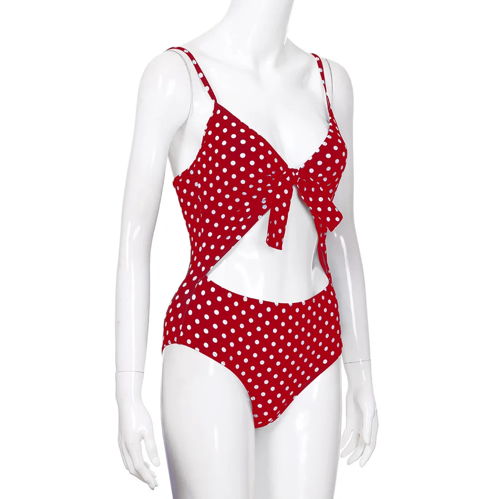 CHAMSGEND женский купальник в горошек с галстуком-бабочкой, Летний Пляжный комплект бикини, женский купальник для отдыха, купальный костюм для бассейна, Прямая поставка