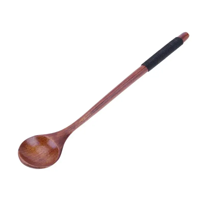 Креативная взбивающая медовая ложка c длинной ручкой, деревянные ложки для десерта и кофе, ложка из натурального дерева - Цвет: 4
