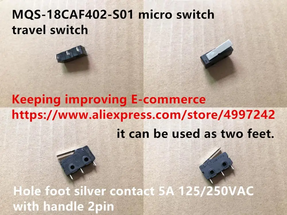 Originální nový 100% MQS-18CAF402-S01 mikro spínač cestovní spínač s ovládat 2póly díra noha stříbro kontakt 5A 125/250VAC