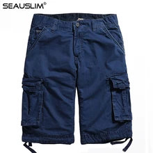 SEAUSLIM мужские шорты Карго однотонные летние мужские пляжные шорты хлопковые повседневные мужские шорты военные брюки свободные рабочие LQ-FH-04