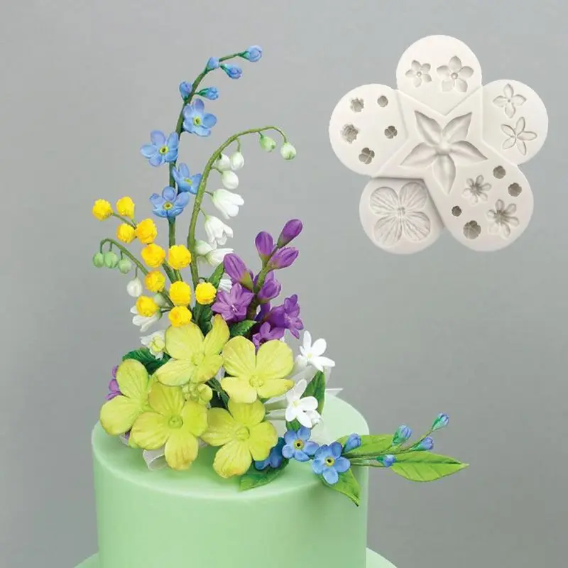 

3D Flower Leaf Combination Silicone Fondant Chocolate Filler Mold Cake Soap DIY Handmade Biscuit Clay Mould Baking Tool