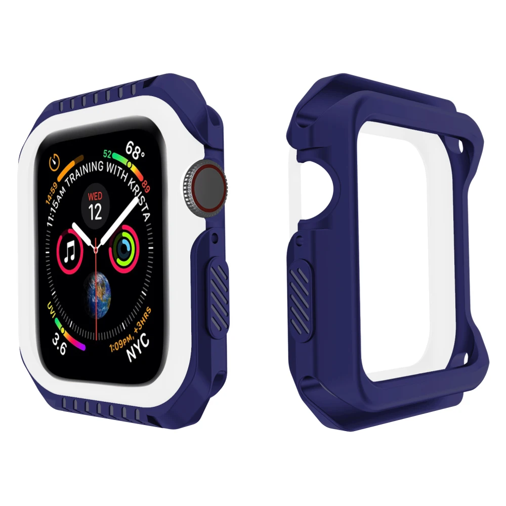 Силиконовый+ PC чехол для Apple Watch 42 мм 38 мм защитный бампер чехол для iWatch серии 5 4 3 2 1 40 мм 44 мм аксессуары для ремешка часов