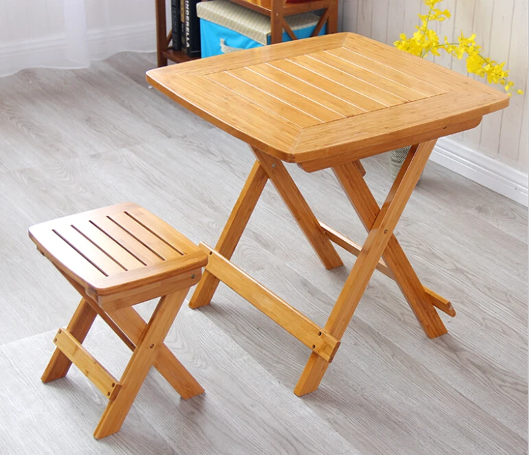 Bamboo Furniture Dining Table Square 80cm Outdoor Indoor Garden Bamboo Furniture Dining Table Square 80cm Outdoor Indoor Garden Legs Foldable Portable Folding Wood In Tables From