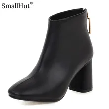 High Heel Ankle Boots 2019 New Women Autumn Ladies Fashion Square Heel E127 Elegant Woman Black Red White Square Toe Short Boots цена High Heel Ankle Boots 2019 New Women Autumn Ladies Fashion Square Heel E127 Elegant Woman Black Red White Square Toe Short Boots цены онлайн