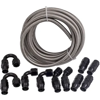 

20 Feet -8AN Nylon Stainless Steel Braided Fuel Gas Oil Line Hose KIT AN8