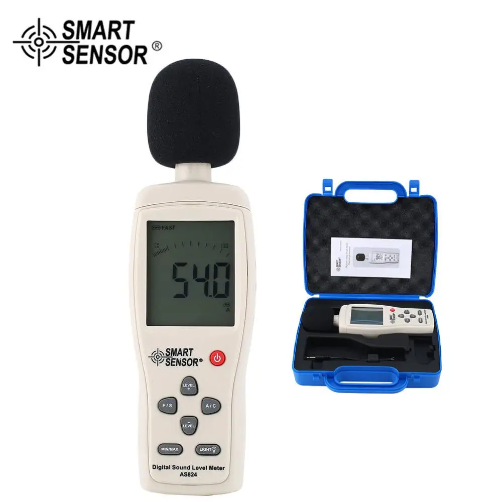 

SMART SENSOR AS824 Sound Level Meters Decibel Meter Logger Noise Audio Detector Digital Diagnostic-tool Automotive 30~130dB