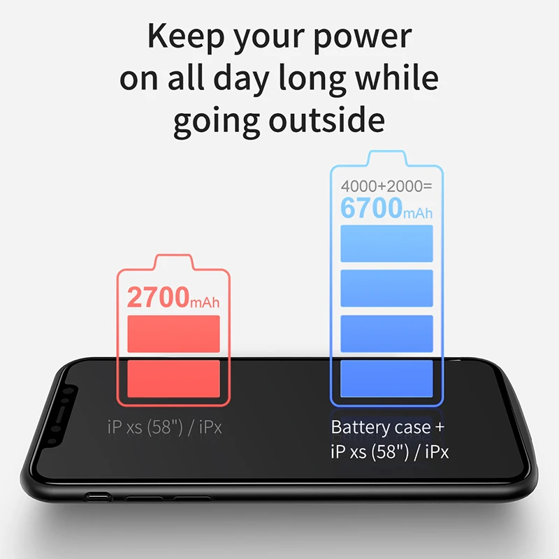 Чехол для аккумулятора Baseus 4000 мАч для iPhone X XS, внешний аккумулятор, чехол для зарядки, внешний аккумулятор, зарядное устройство, задняя крышка для iPhone X