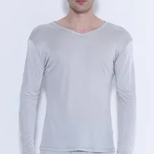 Высококачественное шелковое нижнее белье из чистого шелка мужской костюм тонкий v-образный вырез