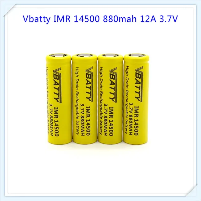 

1pcs/lot Vbatty IMR 14500 battery 880mah 12A 3.7V li-ion rechargeable batteries High drain Authentic capacity