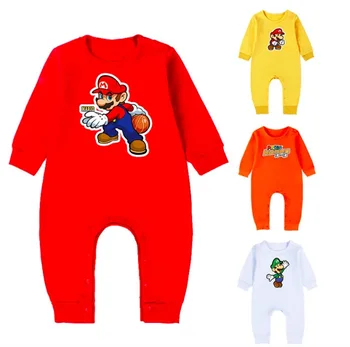 

Spring Autumn 100% Cotton Baby Boys Girls Super Mario Brothers Babies Rompers Mario Luigi Costume Jumpsuits Babe Clothing SA2103
