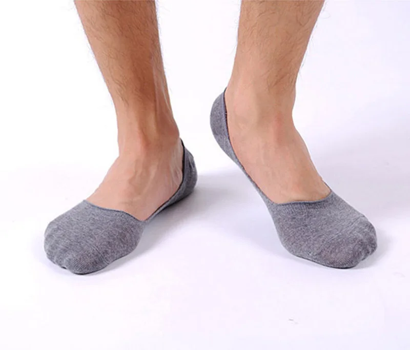 1 пара мужских тонких невидимых носков-лодочек с закрытым носком; спортивные хлопковые нескользящие носки