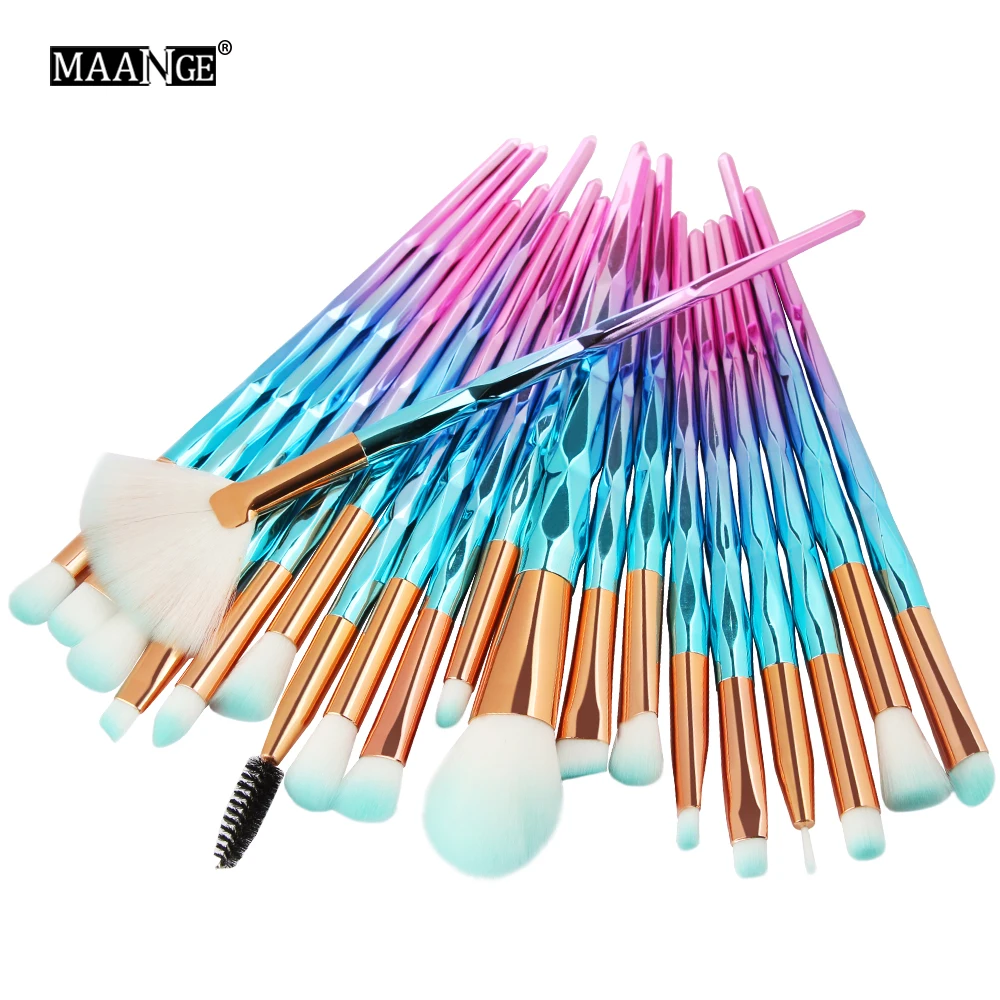 

MAANGE 20Pcs Diamond Makeup Brushes Set Powder Foundation Blush Blending Eye Shadow Lip Cosmetic Beauty Make Up Brush Maquiagem