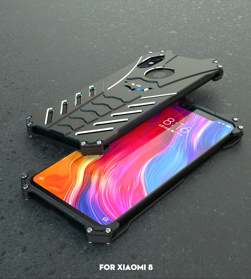 

Shockproof Phone Cases For Xiaomi Mi 8 SE Case Mi8 Lite Hard Cover Metal Aluminum Heat Dissipation Outdoor+Straps+Stand Holder