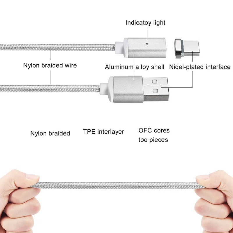 Магнитный кабель 3 в 1 IOS/type C USB/Micro USB зарядное устройство для телефона, зарядный кабель для телефона Android для iPhone X 8 7 6 6S 5 5S Plus