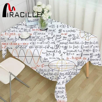 

Miracille Kitchen Decorative Creative Polyester Fabric Print Mathematical Symbol Pattern Tablecloth Dining Coffee Tea Table Mat