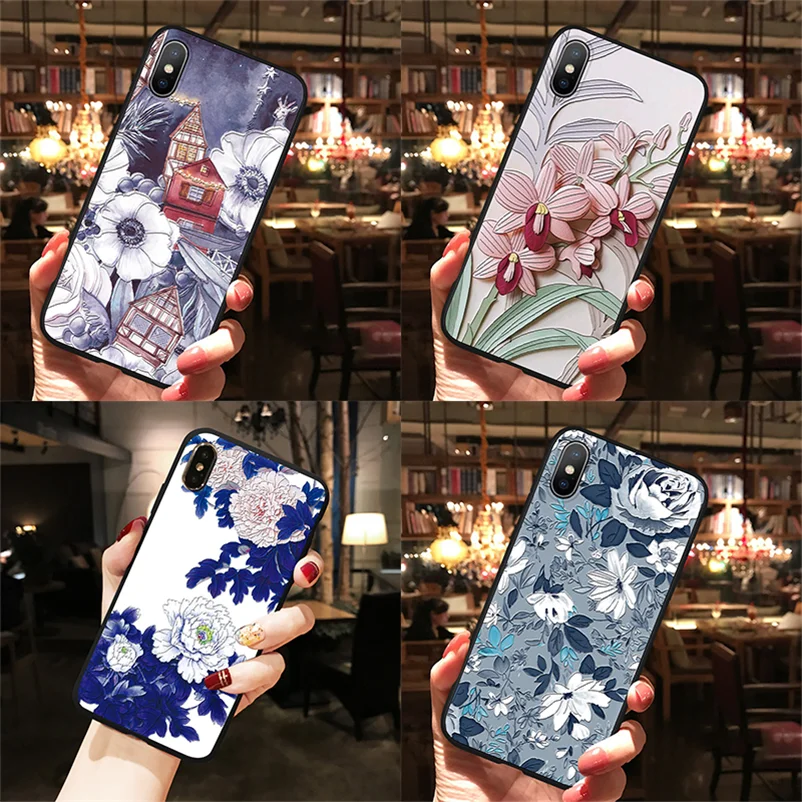 

3D Emboss TPU Case For Xiaomi Redmi Note 7 6 5 Pro 3 4A 4X 5 Plus 6A S2 Note 3 4X 5A Mi 9 A1 5X A2 6X Mi 8 Lite F1 Florals Cover