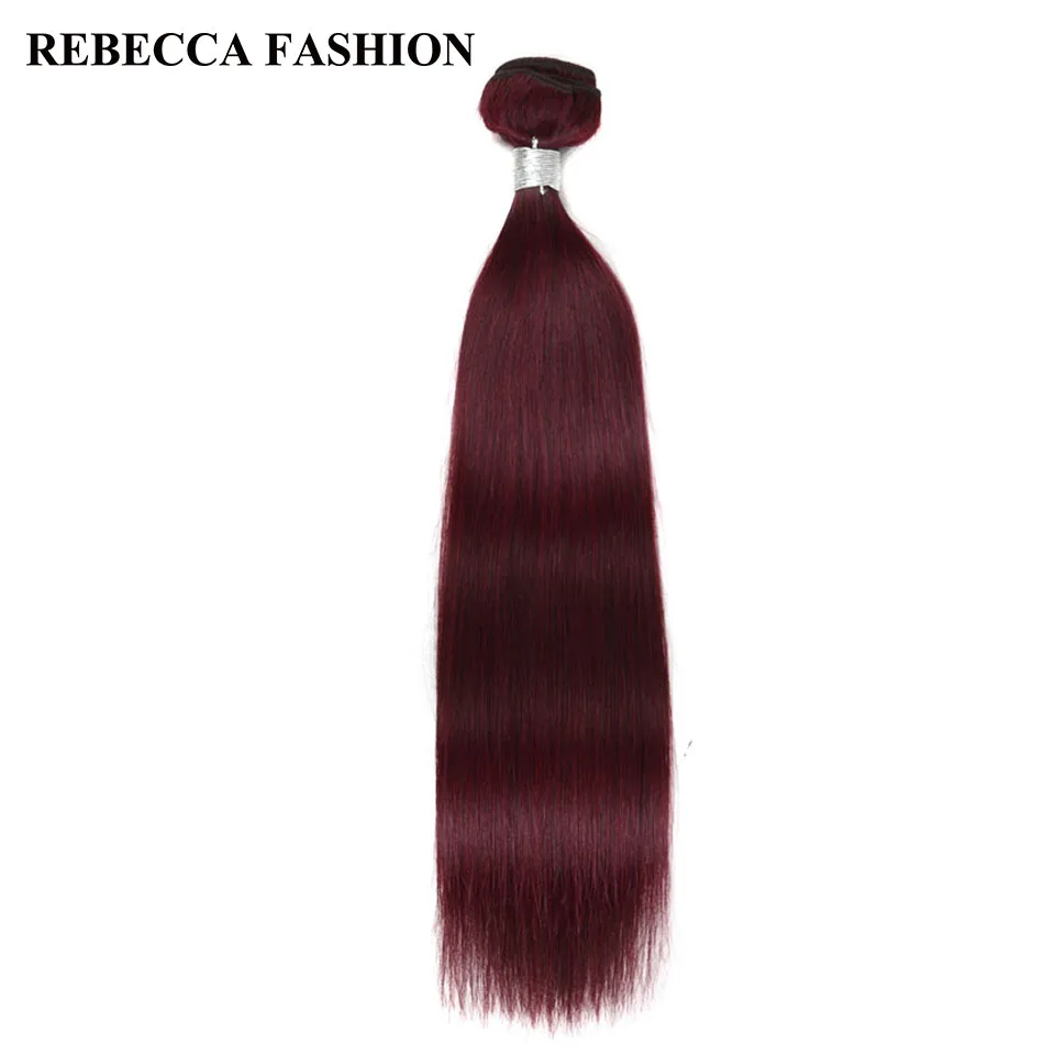Rebecca Remy бразильские прямые пучки волос плетение 1 шт. 100 г цвет красного вина волос предварительно Цветной волос 99j 10-30 дюймов