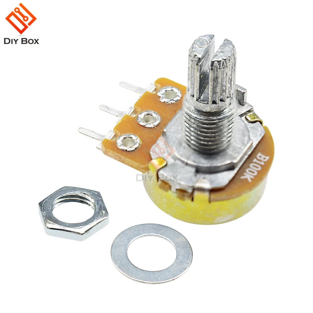 

2Pcs WH148 B100K Linear Potentiometer 3Pin 15mm Shaft With Nuts And Washers Ohm Linear Taper Rotary Potentiometers