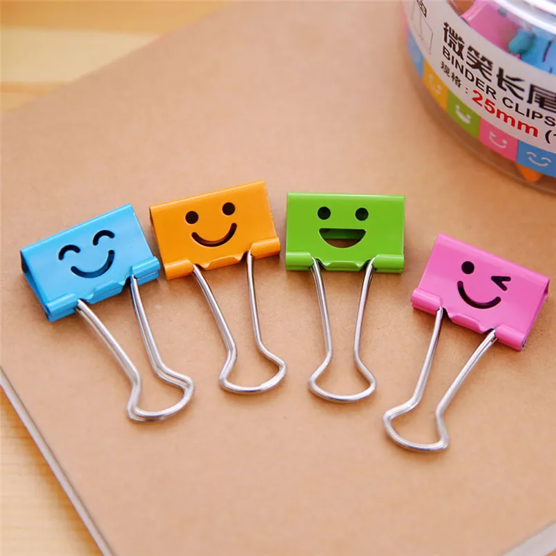 10PCS Useful Smile Binder Clips For Home Office Books File Paper Organizer Clip Food Bag Clips Note Clips Home Office #3d10 (1)