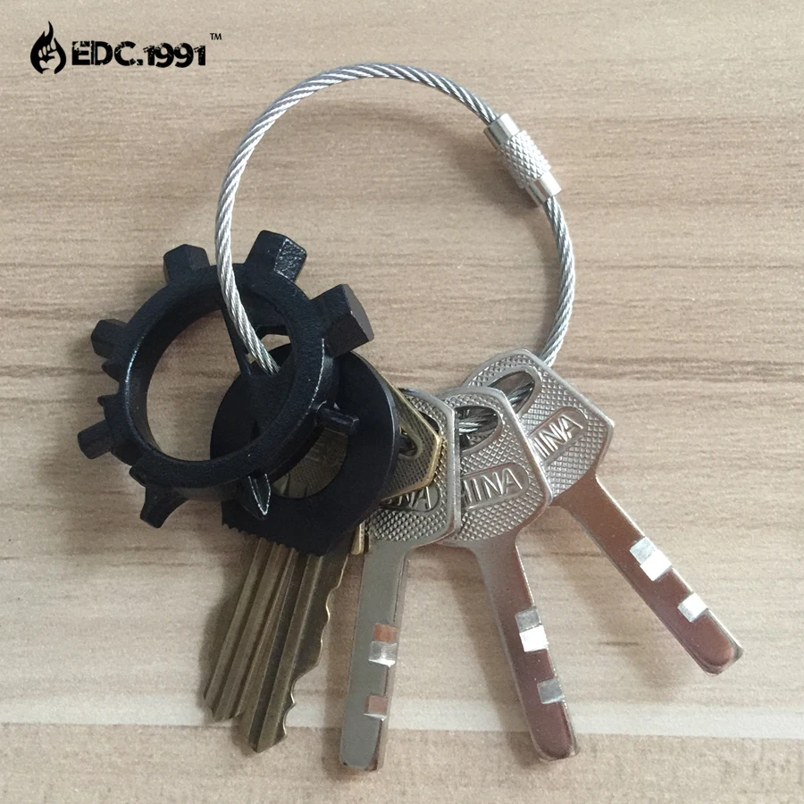 Outdoor Camping Edc gear Multifunctional Wire Rope Key Ring Stainless Steel Wire Chain Key Ring Edc Tool DS-2013 5pcs/lot