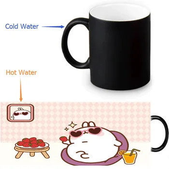 

Molang rabbit Mug 350ml/12oz Magic Coffee Mugs Novelty Heat Changing Color Transforming Tea Mugs