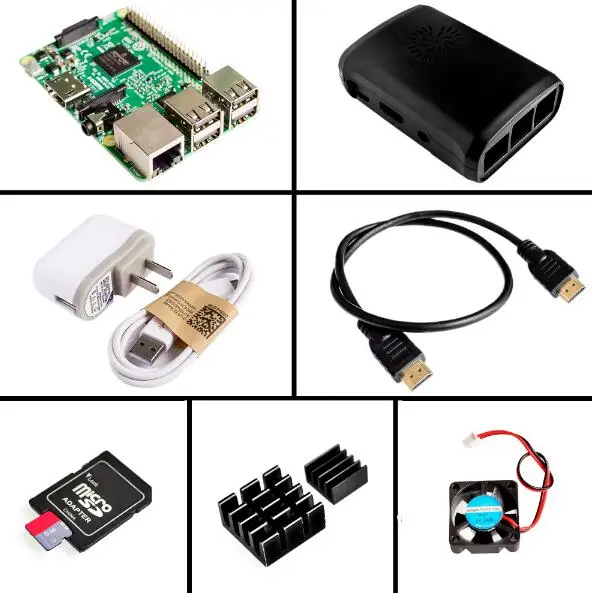 

Raspberry Pi 3 Model B Board + 5V2.5A Power Charger +ABS Case +Heat Sink +Cooling Fan+HDMI Male to Male Cable For Raspberry Pi 3