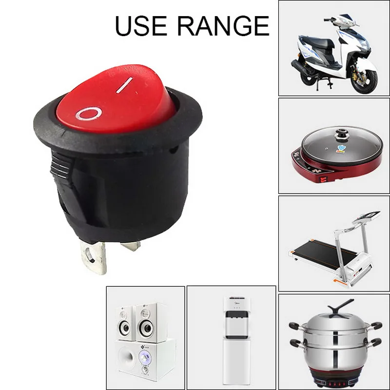 

10PCs 2-Pin Snap-In Round Rocker Latching ON/OFF Car/Boat Switch 250V Round Rocker Switches High Quality Lamp Electric Switch
