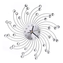 European Style Indoor Metal Wall Clock Decorative Clock Diamante Quartz Silent Clock for Living Room Bedroom