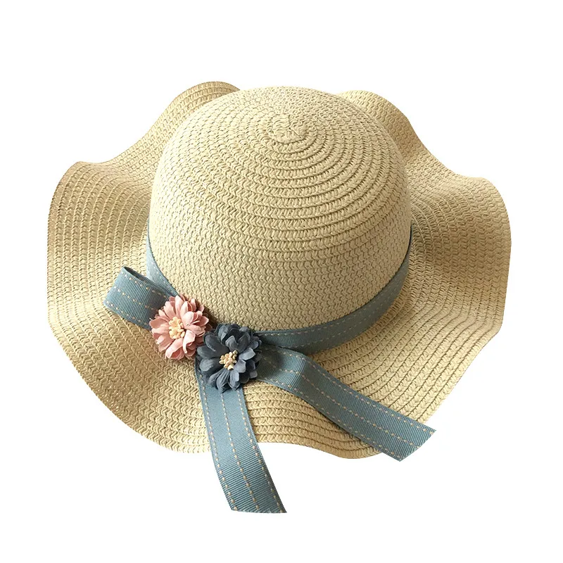 Детская Летняя шляпка Цветочная соломенная шляпа для девочек Детские Солнцезащитные кепки шляпы для девочек шапки