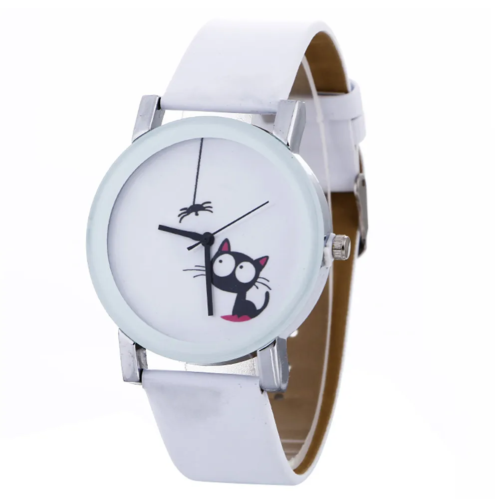 

Watch Women Fashion Cute Cat Printed Leather Quartz Wrist Analog Clock Women's Sport Watches relogio feminino reloj mujer