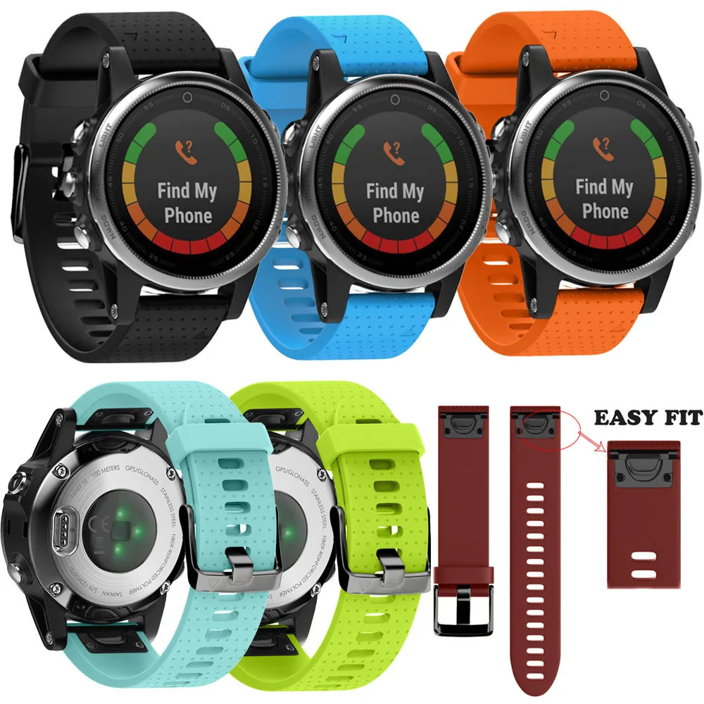 

GEMIXI Watchbands Watch Strap Silicagel Soft Quick Release Kit Strap Adjustable Replacement For Garmin Fenix 5S GPS Watch