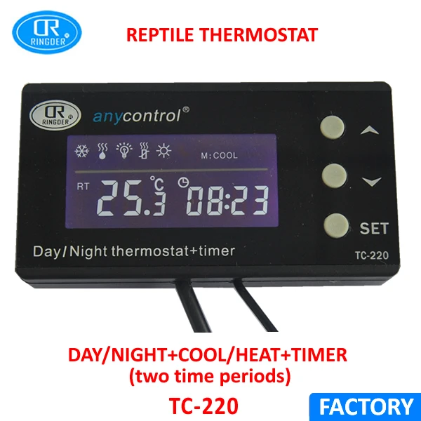 RINGDER TC 220 0 50C Day/night ON OFF Digital Reptile Thermostat with