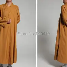 Unisexвесенне-осенние хлопковые буддийские монашеские костюмы для медитации длинные robegawn буддизм abbot одежда для восточных единоборств форма желтая