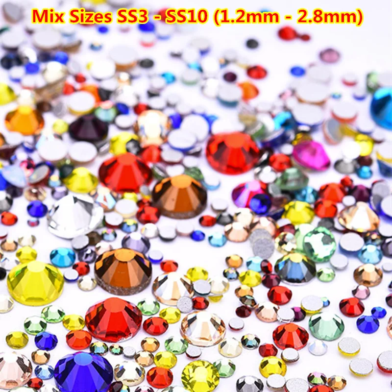 

Nail Strass 30 Colors SS3-SS10 Small Sizes Glass Rhinestones For Nails 3D Nail Art Decoration Gems Low Shipping Cost Bulk