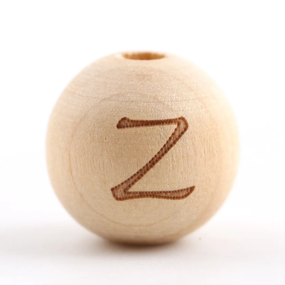 Mamihome10pc 14 мм деревянные буквы бусины BPA Бесплатно Детские Прорезыватели DIY ожерелье соска цепь pendan детские товары игрушки деревянные пустые - Цвет: Letter Z