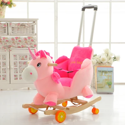 Children horse rocking horse Wood Rocking Horse toy baby rocking chair dual-purpose baby gift