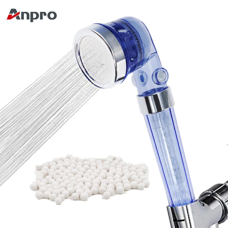 

Anpro 3 Mode Jetting High Pressure Shower Head SPA Filtered Adjustable Water Saving bathroom Therapy Filter Handheld Shower Head