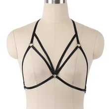 Женщины рейв одежда пентаграмма Связывание тело жгут нижнее белье в готическом стиле укороченный топ Фетиш клетка ремни для нижнего белья пояс бюстгальтер со звездами черный