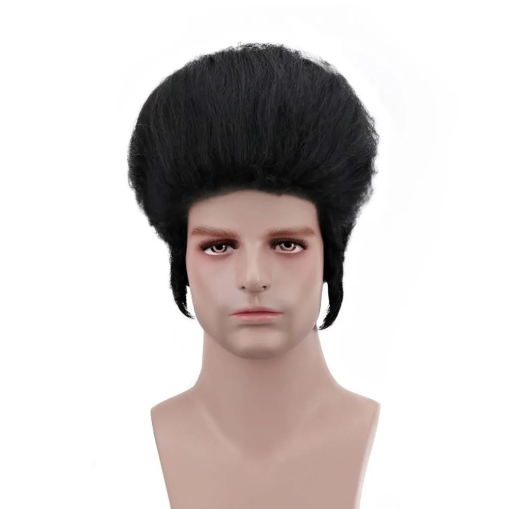 

Short Kinky Straigt Elvis Presley Wig Black The Hillbilly Cat Cosplay Wig 12'' King Party Afro Wigs Synthetic Hair SD5087-01