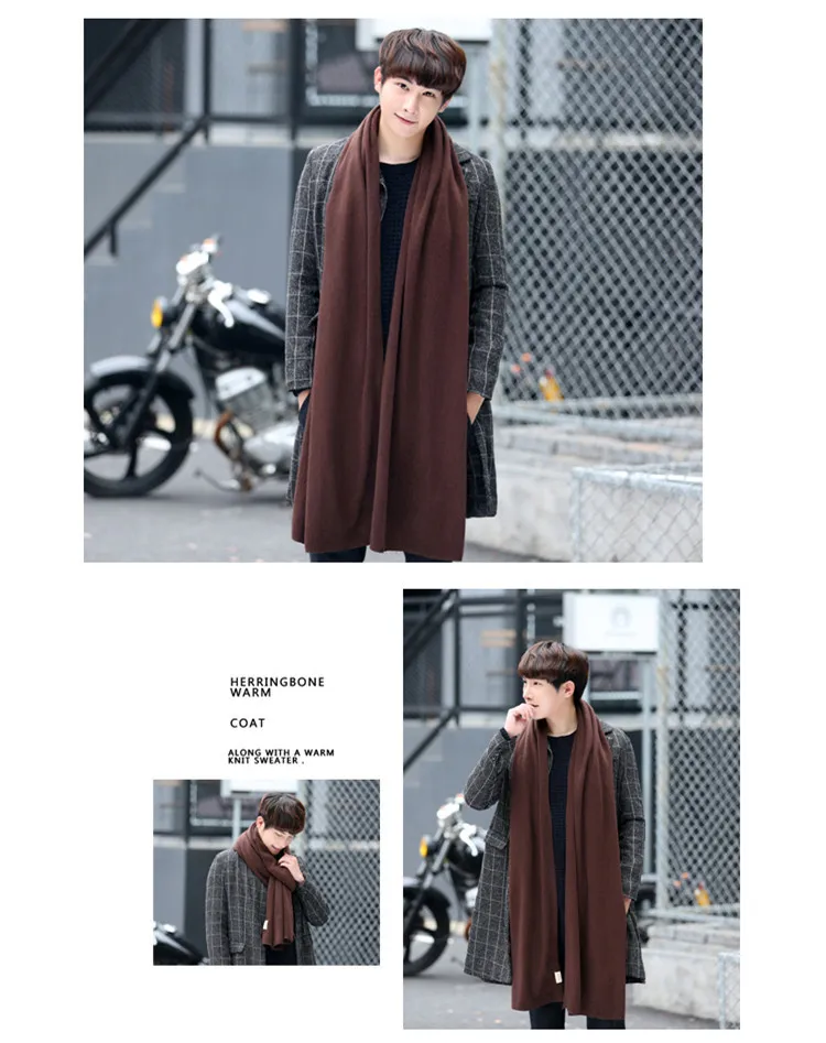 2022 New Arrived Brand Men Scarf Knit Spring Winter Scarves Long Size Male Warmer Women's Solid Color Wool Bufanda wool scarf mens