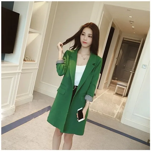 Solid Long Style Black Women Jacket Blazer Female Notched Collar Ladies Blazer Coat Oversized Solid Blazers feminino