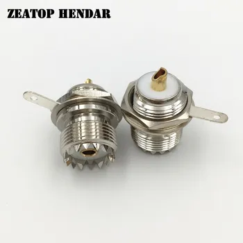 

50Pcs Brass UHF Female Jack SO239 Panel Chassis Mount Plug Bulkhead Solder Cup SL16 RF Coaxial Connector
