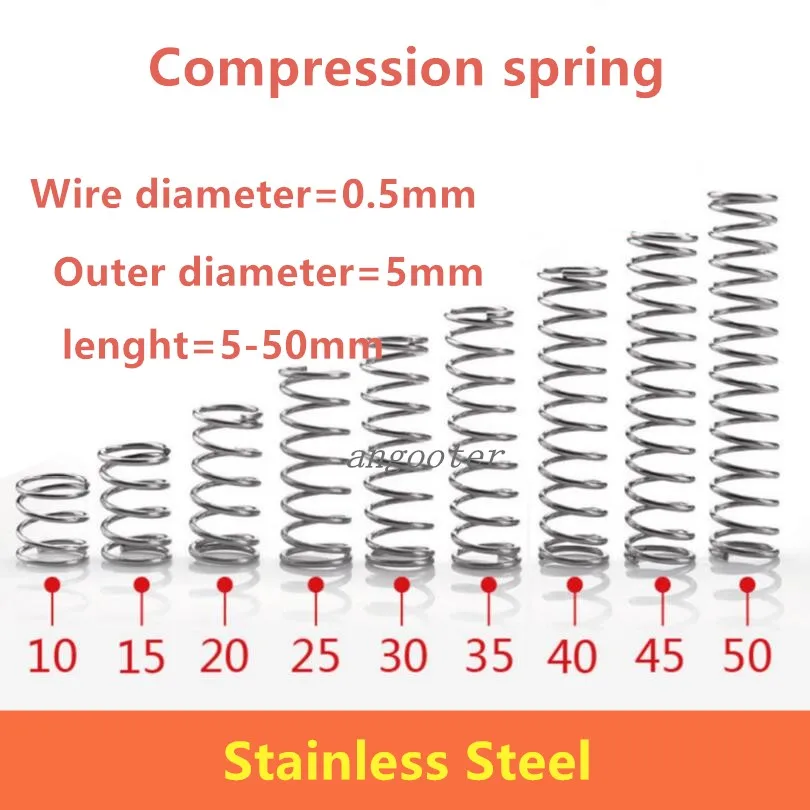 50pcs/lot 0.5*5*5 50 small coil compression spring,stainless steel