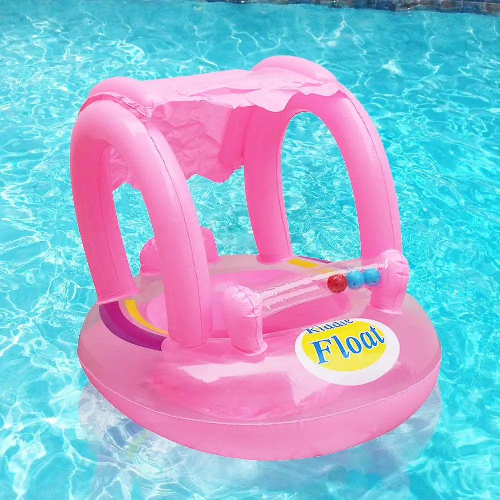 

Summer Inflatable Swim Boat Seat Cushion Sunshade Pool Safety swimming ring Seat Float Infant Baby's Seat Float Water Play