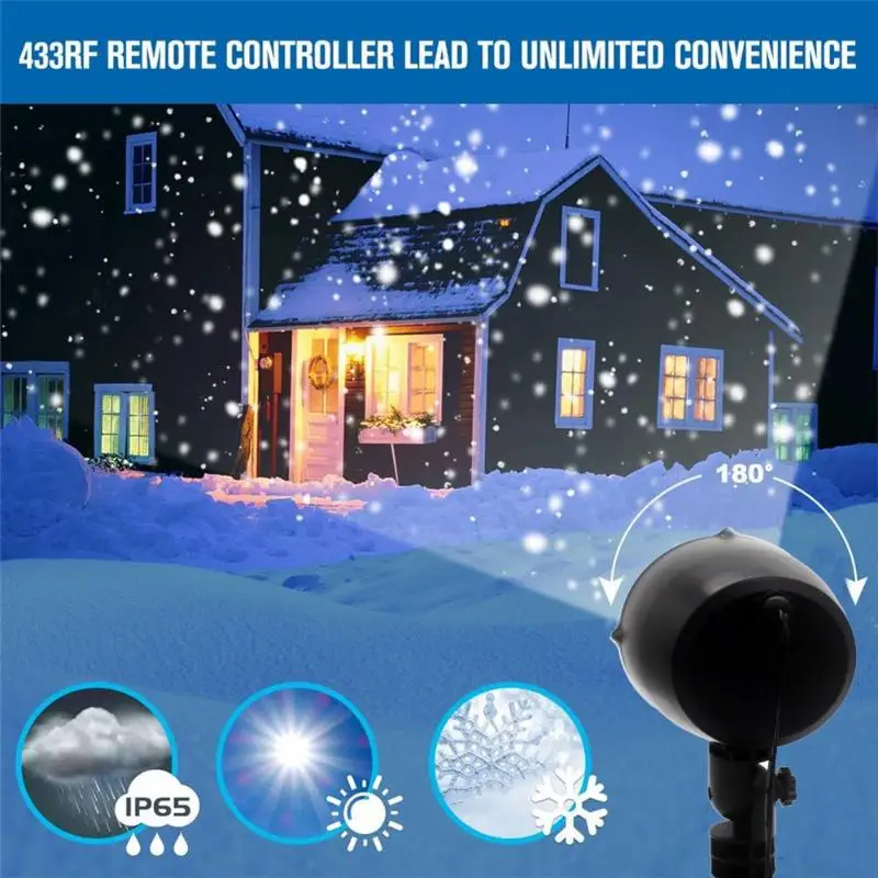 

Mini Christmas Snow Falling LED Projector Light Waterproof Xmas Lawn Landscape Lamp EU/ US Plug Family Party Snowflake Lights