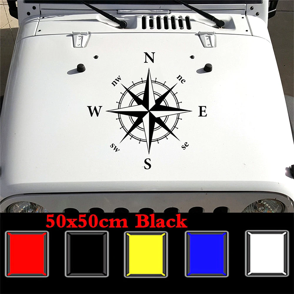 

Universal 50*50CM Compass Shaped Vinyl Car Sticker Off Road Car Hood Side Body Window Car Sticker Waterproof 5 Colors