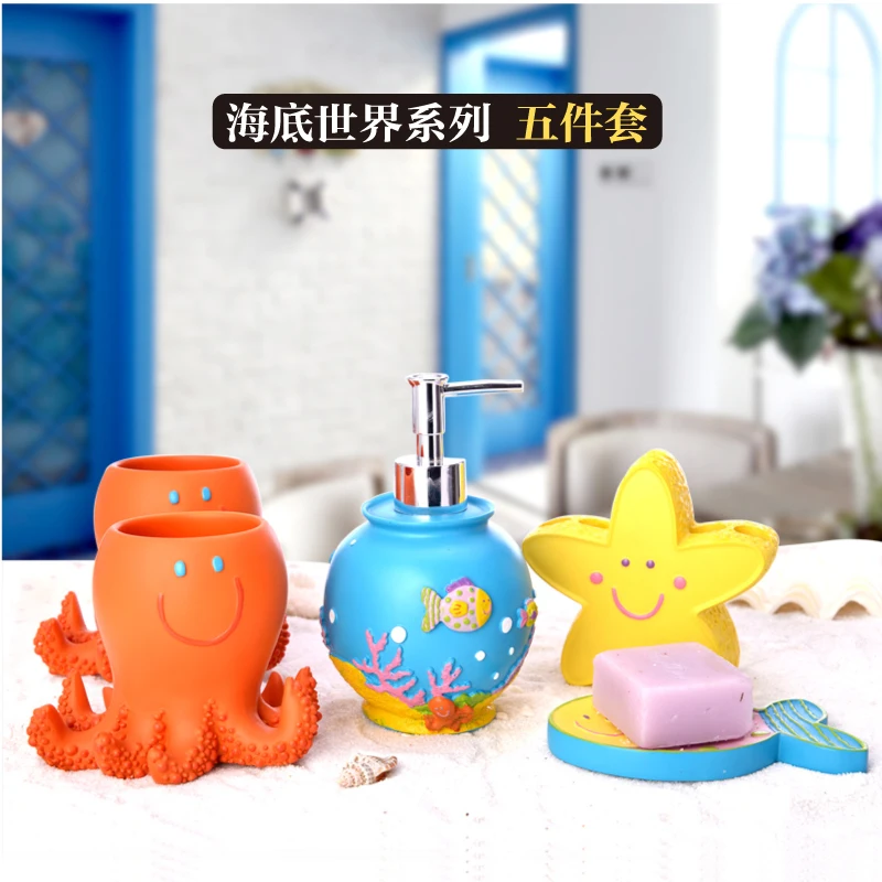 2016 Limited New Toothbrush Holder European Bathroom Suite Five Sets Wash Gargle Cup Set Tray Mediterranean Supplies Yagang