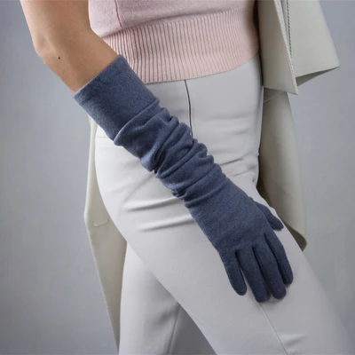 Брендовые перчатки новые зимние перчатки рукавицы из кашемира шерсть теплые тонкие длинные женские перчатки guantes mujer 50 см - Цвет: colour 6