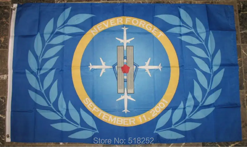 

Never Forget The Heroes of 911 September 11 2001 Flag 3x5 FT 150X90CM Banner 100D Polyester Custom flag grommets 6038