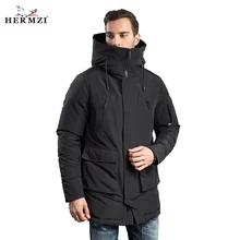 HERMZI Высокое Качество Зимнее Мужское Пальто Куртка Мужская Зимняя Парка Мужская Модные Зимние Парки С Капюшоном Европейский Размер Зима Куртки Пиджак